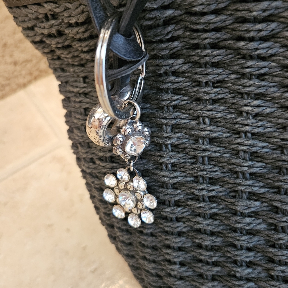 Brighton Black Woven Tote with Rhinestone Flower Accents - Picture 4 of 7